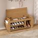 Retro Multifunctional Storage Bench With Cushion And Curved Side Panel For Entrance And Living Room_maomaolike.com