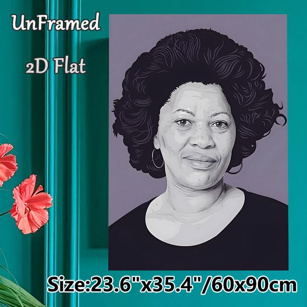 Black Woman Portrait Painting Poster, Monochrome Stylized Illustrated Portrait Poster, Elegant Decorative Piece Ideal For Living Room, Home Office_maomaolike.com