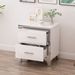 Elegant High Gloss Nightstand With Metal Handle,Mirrored Bedside Table With 2 Drawers For Bedroom,Living Room_maomaolike.com