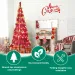 6FT Red Pop-Up Christmas Tree With 150 Warm White LED Lights, Ornaments Included – 4 Ribbons, Bow, Flowers, Snowflakes, Pine Cones & Balls – Easy Assembly & Space-Saving Holiday Décor_maomaolike.com