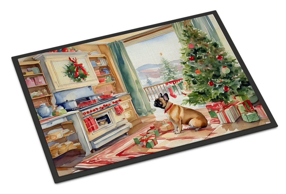 French Bulldog Christmas Cookies Doormat Front Door Mat Indoor Outdoor Rugs For Entryway, Non Slip Washable Low Pile, 24H X 36W_maomaolike.com