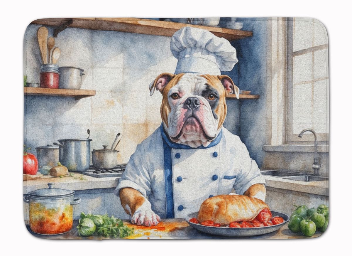 American Bulldog The Chef Memory Foam Kitchen Mat Machine Washable Anti-Fatigue Mat Cushion Comfort Bath Mat Or Kitchen Rug_maomaolike.com