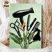 Hairdressing Tools & Bird Of Paradise Themed Painting Poster, Sleek Black Salon Supplies With Tropical Floral Poster, Stylish Artistic Decor Ideal For_maomaolike.com