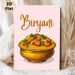 Biryani Food Painting Poster, Vibrant Cartoon Style Delicious Chicken Biryani In Golden Bowl Poster, Eye-catching Culinary Art Ideal For Restaurant_maomaolike.com