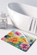 Chrysanthemums In Watercolor Memory Foam Kitchen Mat Machine Washable Anti-Fatigue Mat Cushion Comfort Bath Mat Or Kitchen Rug_maomaolike.com