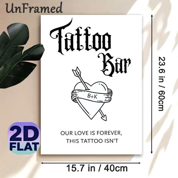 Tattoo Bar Love Themed Painting Poster, Monochrome Retro Tattoo-style Poster, Witty Romantic Decor Ideal For Bar, Cozy Indoor Spaces_maomaolike.com