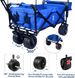 Collapsible Wagon Heavy Duty Folding Wagon Cart With Removable Canopy, 4" Wide Large All Terrain Wheels, Brake, Adjustable Handles,Cooler Bag Utility Carts For Outdoor Garden Beach_maomaolike.com