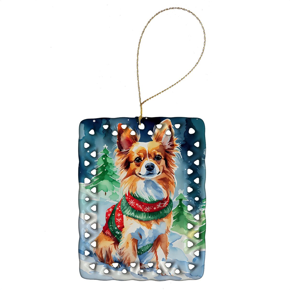 Papillon Christmas Porcelain Ornament Christmas Tree Hanging Decorations For Home Christmas Holiday, Rectangle, Gift, Multicolor_maomaolike.com