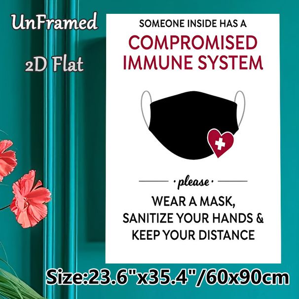 Immune System Safety Notice Painting Poster, Minimalist Text & Graphic Poster, Clear Safety Reminder To Guide Proper Health Measures For Home_maomaolike.com
