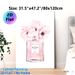 Floral Perfume Bottle Painting Poster, Delicate Watercolor Pink Flower & Perfume Bottle Poster, Elegant Decorative Piece Ideal For Bedroom, Dressing_maomaolike.com