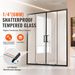 Semi-frameless Shower Door, 57.8-59 W X 70 H In, Double Sliding Glass Door With 1/4 In(6mm) Clear Tempered Glass, Waterproof Shatterproof Stainproof With Stainless Steel Hardware, Matte Black_maomaolike.com