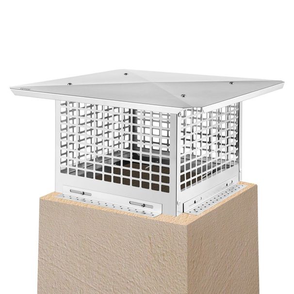 VEVOR Chimney Cap, 13" X 13" Flue Caps, 304 Stainless Steel Fireplace Chimney Cover, Adjustable Metal Spark Arrestor With Bolts Screws, Mesh Chimney Flue Cover For Outside Existing Clay Flue Tile_maomaolike.com