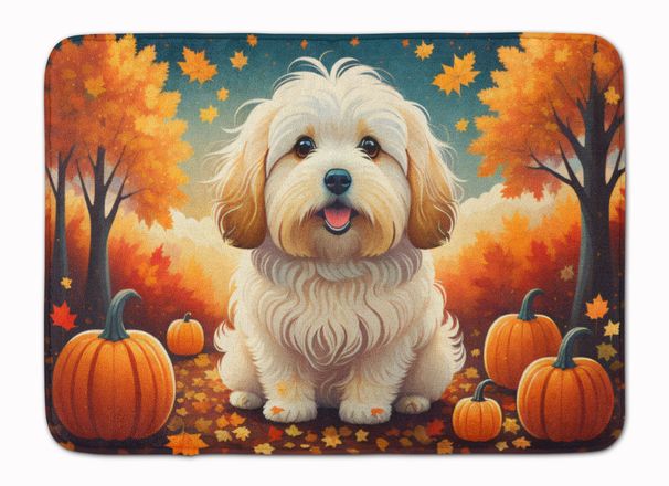 Coton De Tulear Fall Memory Foam Kitchen Mat Machine Washable Anti-Fatigue Mat Cushion Comfort Bath Mat Or Kitchen Rug_maomaolike.com