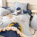 1 Cartoon Milk Velvet Four-Piece Set Thickened Winter Coral Fleece Flannel Cute Children's Sheet Duvet Cover Double Bed_maomaolike.com