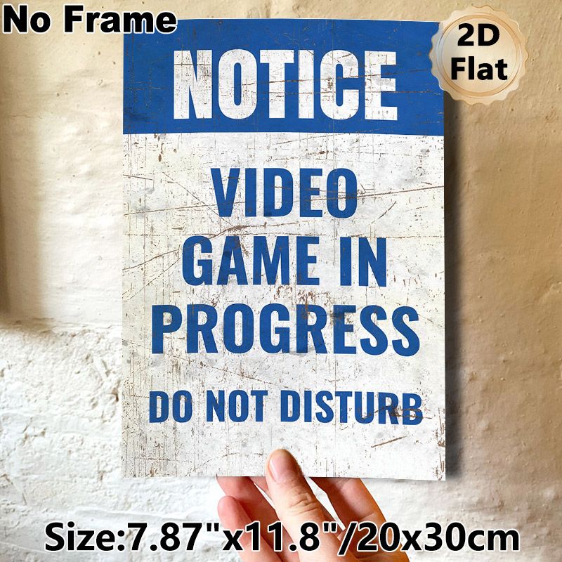 Video Game Notice Painting Poster, Vintage Distressed Text Art Poster, Clear Do-not-disturb Reminder, Ideal For Game Rooms, Bedrooms_maomaolike.com