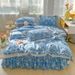 2026 New Spring Summer Four-Piece Set Ins Fresh Style Pure Blue Fully Washed Cotton Sheet Duvet Cover Floral Skirt Bed_maomaolike.com