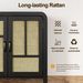 Rattan Sideboard Buffet Cabinet With Storage, 59'' Large Boho Storage Cabinet With 4 Doors And Adjustable Shelves, Black Wood Console Table For Kitchen, Entryway, Dining Room, Living Room_maomaolike.com
