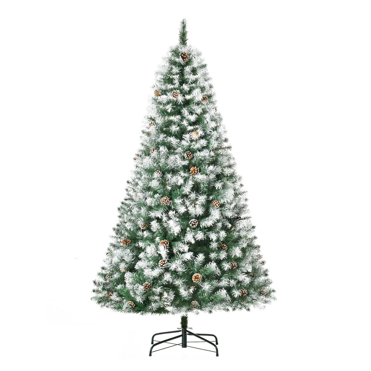 6ft Unlit Snow-Dusted Full Fir Artificial Christmas Tree With Realistic Branches, 61 Pine Cones And 800 Tips_maomaolike.com