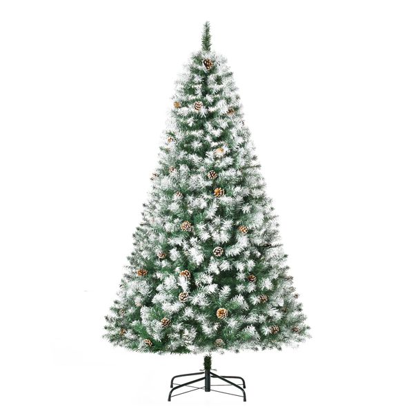6ft Unlit Snow-Dusted Full Fir Artificial Christmas Tree With Realistic Branches, 61 Pine Cones And 800 Tips_maomaolike.com
