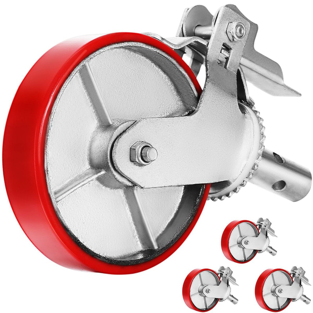 VEVOR Scaffolding Wheels Set, Heavy Duty 4-Pack 8" Scaffolding Casters, With 4400 Lbs Per Set And Locking Stem Casters With Brake, Polyurethane Replacement For Scaffold, Shelves, Workbench_maomaolike.com