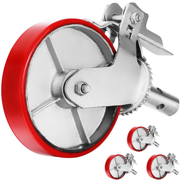 VEVOR Scaffolding Wheels Set, Heavy Duty 4-Pack 8" Scaffolding Casters, With 4400 Lbs Per Set And Locking Stem Casters With Brake, Polyurethane Replacement For Scaffold, Shelves, Workbench_maomaolike.com