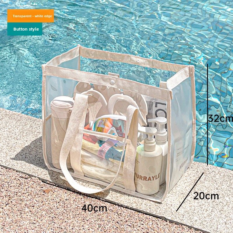 Beach New Transparent Swimming PVC Waterproof Clothing Storage Handheld Travel Large Capacity Makeup Toiletry Bag_maomaolike.com