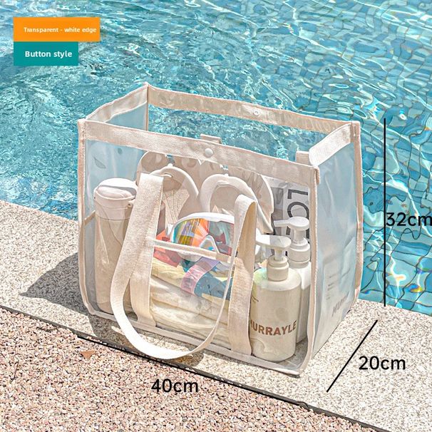 Beach New Transparent Swimming PVC Waterproof Clothing Storage Handheld Travel Large Capacity Makeup Toiletry Bag_maomaolike.com