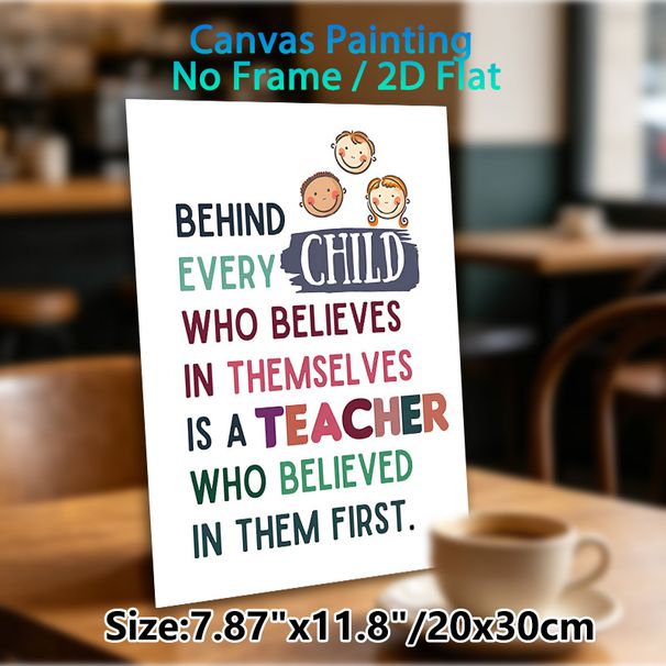 Inspirational Teacher Quote Painting Poster, Vibrant Colorful Text With Cheerful Faces Poster, Heartfelt Message Celebrating Educators, Suitable For_maomaolike.com