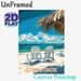 Turks & Caicos Beach Painting Poster, Vibrant Retro Travel Style Poster, Relaxing Coastal Scene With Beach Chairs, Ideal For Bedroom, Living Room Or_maomaolike.com
