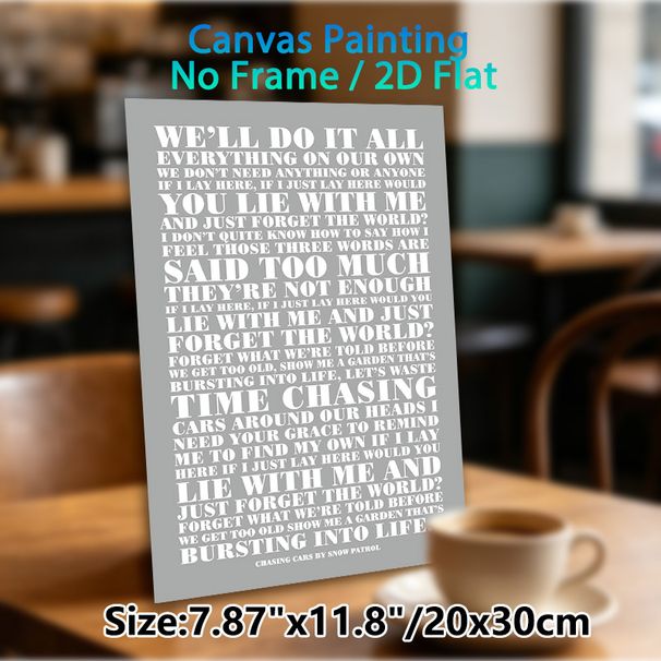 Chasing Cars Song Lyric Painting Poster, Minimalist Monochrome Typographic Poster, Inspirational Music-themed Wall Decor For Bedroom, Living Room_maomaolike.com