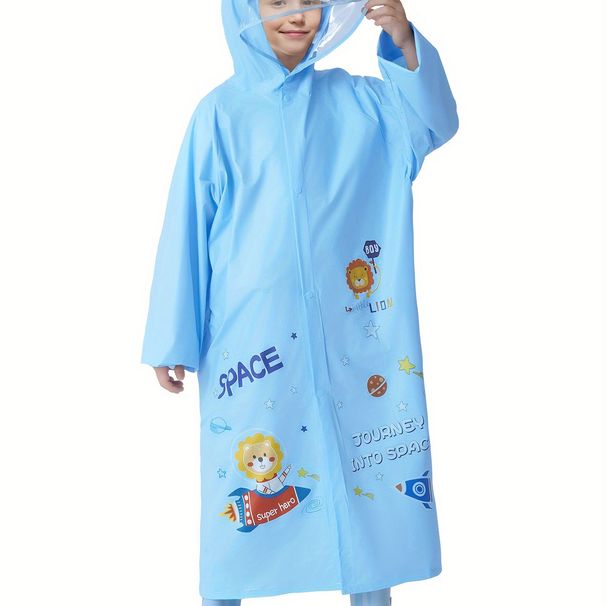 Cute Girls Cartoon Angel Print Raincoat With Schoolbag Cover, Rainproof Long Jacket Perfect For Outdoor Activities Children's Day_maomaolike.com