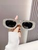Unisex Fashion Round Diamond Studded Sunglasses Sun Protection Sunglasses Outdoor Rhinestone Glasses_maomaolike.com