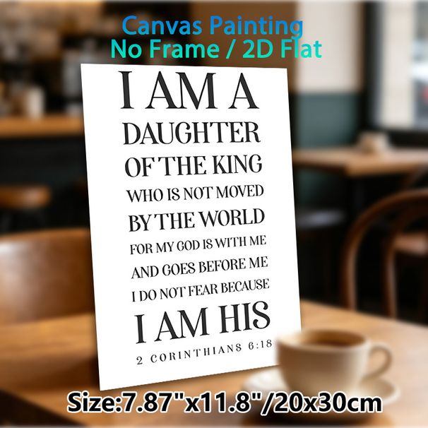Bible Verse Painting Poster, Minimalist Black Typographic "Daughter Of The King" Scripture Poster, Inspirational Spiritual Decor Idea For Bedroom_maomaolike.com