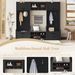 4-in-1 Detachable Hall Tree With Storage And 7 Hooks, Multiple Functions Hallway Coat Rack With Storage Drawers And Cabinet, Black Shoe Bench For Entryway Hallway_maomaolike.com