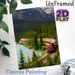 Mountain Railway Scenery Painting Poster, Vivid Riverside Forest & Snow-capped Mountain Scene Poster, Infuses Serene Natural Ambiance, Suitable For_maomaolike.com