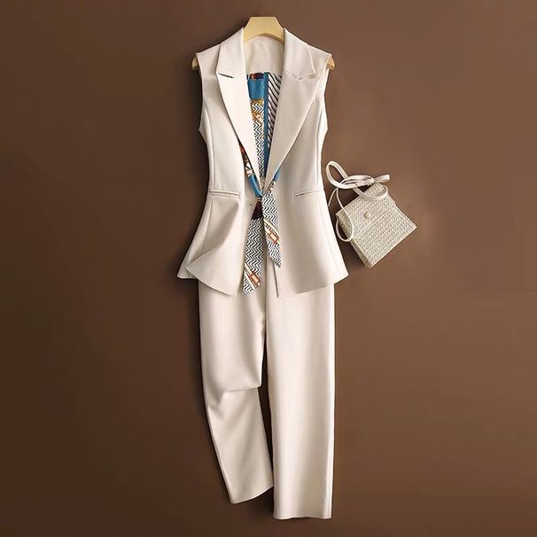 Women's Clothing spring and autumn slim sleeveless vest vest suit two piece suit women's trend_maomaolike.com
