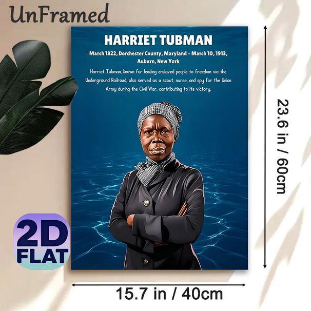 Harriet Tubman Historical Figure Painting Poster, Vivid Illustrated Portrait With Biographical Text Poster, Informative Historical Decor Ideal For_maomaolike.com