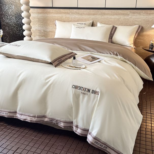 Wholesale Light Luxury Satin Embroidered Pure Nordic Style Naked Sleep All-Cotton Solid Color 100-Count Long-Staple Cotton Four-Pi_maomaolike.com