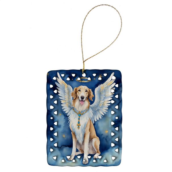 Borzoi My Angel Porcelain Ornament Christmas Tree Hanging Decorations For Home Christmas Holiday, Rectangle, Gift, Multicolor_maomaolike.com