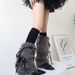 Autumn/Winter thickened fluffy bow strap leg set mid-tube y2k Spice Girl warmers_maomaolike.com