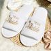Bride & Bridesmaid, Wedding Guests Home Slip On Shoes Bridal Party Slippers Open-toe With Golden, Mint Green And Pink_maomaolike.com