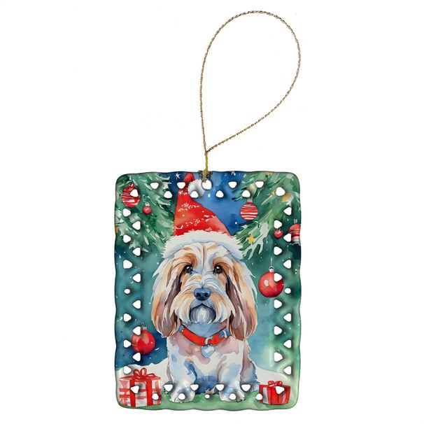 Petit Basset Griffon Vendeen Christmas Porcelain Ornament Christmas Tree Hanging Decorations For Home Christmas Holiday, Rectangle, Gift, Multicolor_maomaolike.com