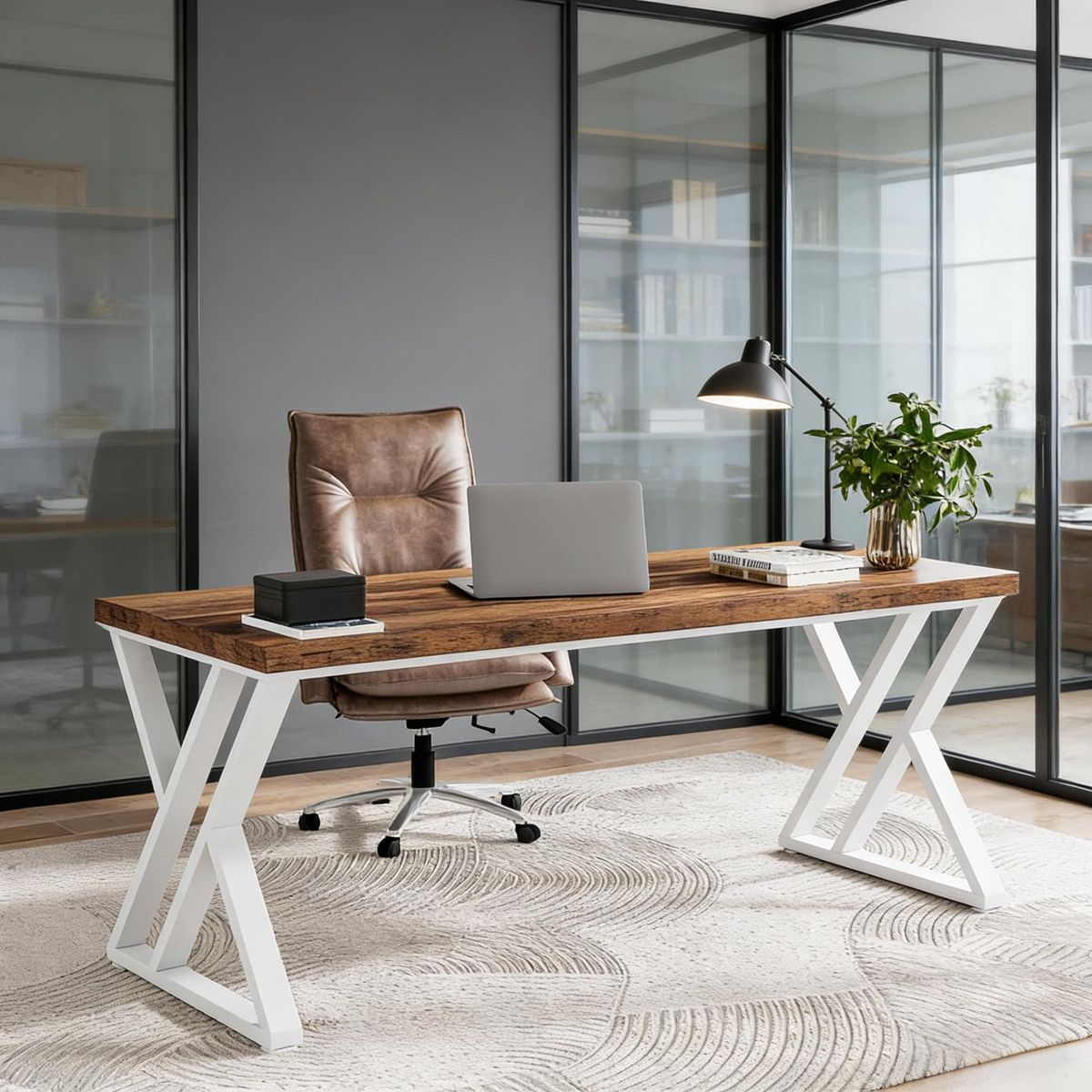 Heavy-Duty Computer Desk, 55" Simple Study Desk Writing Table_maomaolike.com