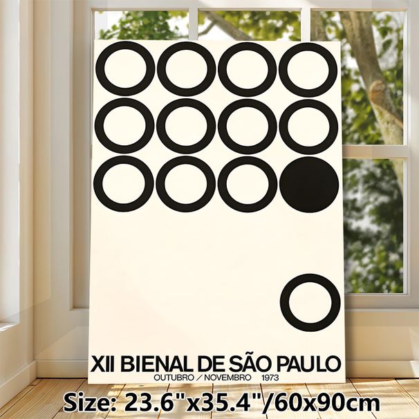 Minimalist Geometric Circle Painting Poster, Vintage Monochrome Abstract Graphic Poster, Sleek Artistic Wall Decor Suitable For Living Room, Office_maomaolike.com