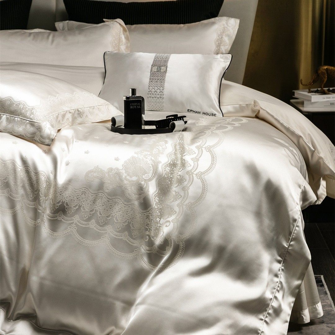 Italian Art Bedding Luxury Gold-Embossed Jacquard Pure Australian Long-Staple Cotton Four-Piece Set_maomaolike.com