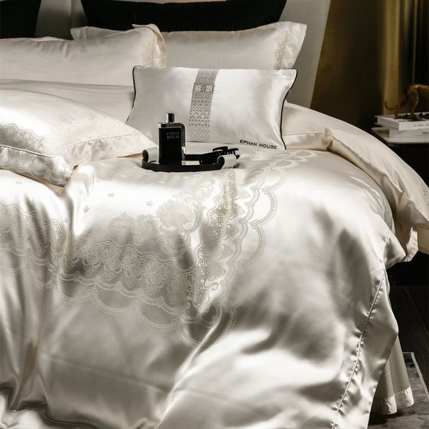 Italian Art Bedding Luxury Gold-Embossed Jacquard Pure Australian Long-Staple Cotton Four-Piece Set_maomaolike.com