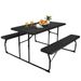 Indoor And Outdoor Folding Picnic Table Bench Set With Wood-like Texture_maomaolike.com