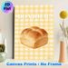 French Bread Themed Painting Poster, Warm Watercolor Style Poster, Plump Bread With Yellow Gingham Background And "Bonjour!" Text, Adds Cozy Warm_maomaolike.com