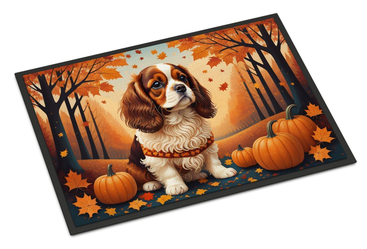 Cavalier Spaniel Fall Doormat Front Door Mat Indoor Outdoor Rugs For Entryway, Non Slip Washable Low Pile, 24H X 36W_maomaolike.com