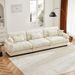Extra Large 3 Seat Modern Velvet Sofa, Oversize Sofa, Clould Like Comfortable Seat And Back Support, With Waist Pillows And Throw Pillows, Cream_maomaolike.com